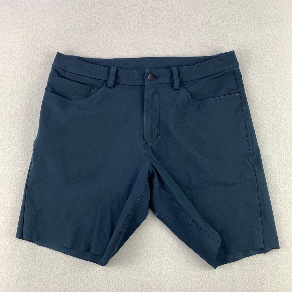 *lululemon Commission Shorts Mens 32 Navy Comfort Stretch Chinos Cut-Off